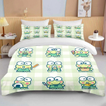 10 dydžių Sanrio Keroppi margintas patalynės komplektas Animacinis Anime antklodės užvalkalas užpildu antklodė pagalvės užvalkalas Berniukams Mergaitėms Vaikams Suaugusiems Karali&scaron;kas Dovana EU Single 135x200cm