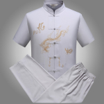 Vyri&scaron;kas kimono megztinis vasarinis kimono megztinis + laisvos kelnės 2 dalių rinkinys XXXL pilka