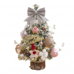 Mini Kalėdinė eglutė su LED lemputėmis, jau papuo&scaron;ta, maža dirbtinė sniegu apibarstyta eglutė su burbulų papuo&scaron;imais, skirta Kalėdų stalui, vidaus &scaron;ventiniam dekorui D