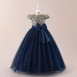 Europieti&scaron;ka ir Amerikieti&scaron;ka mergaičių pūstomis rankovėmis, blizgučiais puo&scaron;ta gėlių mergaitės princesės suknelė - iki grindų 130cm/8Y