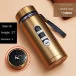800 ml &ndash; 1 l nerūdijančio plieno termosas, 304 arbatos butelis automobiliui, vakuuminis butelis su LED temperatūros ekranu, ne&scaron;iojamas geriamasis puodelis 500ML auksas