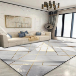 Modernus auksinių geometrinių ra&scaron;tų kilimas svetainei, didelio ploto dekoravimui, namų kilimai miegamajam, mink&scaron;tas, neslystantis, 200x300, svetainės sofos kilimėlis 80*120cm gray