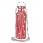 2025 Naujas 750ml Bling Deimantinis Termosas Ne&scaron;iojamas Blizgantis Cirkonio Vandens Buteliukas Per Petį Nerūdijančio Plieno Termosinis Butelis 750ml raudona
