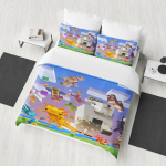M-Minecraft 100% Poliesteris Anime Spausdinimo Patalynės Komplektas Antklodės Užvalkalas Karali&scaron;ko Dydžio Medvilninis Mielas Spausdintas Animacinis Antklodės Užvalkalas EU Single(135*200cm)3pcs