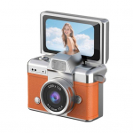 Nyk&scaron;čio dydžio atlenkiamas ekranas Mini kamera Mažytė retro raktų pakabuko skaitmeninė kamera su 1,47 LCD ekranu Vintažinė mikro ki&scaron;eninė kamera kelionėms, koncertams, studijoms oranžinė