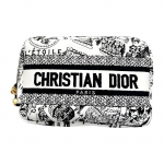 DIOR Paris Žemėlapių Kolekcija Auksinė Furnitūra Drobės Pirkinių Krep&scaron;ys Mažas Dydis Moteri&scaron;ka Kosmetikos Rankinė Juoda ir Balta Basic Set (Bag + Dust Bag) juoda/balta