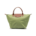 Longchamp Le Pliage 30 Trumpa rankena Užsegimas spaudėmis ir užtrauktuku Nailoninė koldūno formos pirkinių krep&scaron;ys Vidutinio dydžio Moteri&scaron;kas tote krep&scaron;ys Žalias 1623089P77 Green