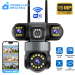 YOOSEE Ai APP Kamera Lauko Vandeniui Atspari HD 6MP WIFI IP CCTV Naktinio Matymo Dvipusis Domofonas I&scaron;manioji Kamera PIR Judesio Sekimas Trijų Objektyvų Kamera Camera+128GB