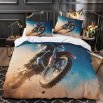 3D Motokroso patalynės užvalkalų komplektas Mikropluo&scaron;to patalynė paauglių kambariui, Motociklo grafikos tema Užtrauktuko užsegimas Lengva priežiūra Studentų Dekoracija AU Single 140*210cm/55x83in 3pcs