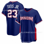 Vyri&scaron;ki beisbolo mar&scaron;kinėliai Dominikos Respublikos komandos stiliaus Balti Soto Tatis Jr. 23 22 Unisex sportiniai mar&scaron;kinėliai XL