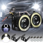 2,5 colio 15 W automobilio baltas COB LED projektorius Angel Eyes mėlynas žiedas DRL rūko žibinto lempa mėlyna