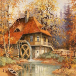 Apvalus deimantinis tapyba Waterside House Siuvinėjimas kryželiu Kalnų kri&scaron;tolinio akmens mozaikos namų dekoras 30x30CM