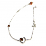 Les Tr&eacute;sors De Lily [N2286] - Bracelet Argent 'Love' ambre cognac (rhodi&eacute;) - 15x7 mm