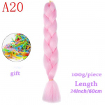 Ombre Braiding Hair Sintetinis plaukų priauginimas kasoms 24'' 115g/P Afro Crochet Hair Braids Prailginimas Pink Jumbo Braid