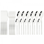 24 dalių rinkiniai Virtuvės stalo reikmenų stalo įrankių rinkinys Mėtų žalios aukso spalvos nerūdijančio plieno indų rinkinys Maistas stalo reikmenų veidrodis sidabro indų rinkinys