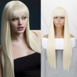 MISS WIG Ilgi tiesūs plaukai Natūralaus kar&scaron;čiui atsparaus pluo&scaron;to juodas perukas moterims kasdieniam dėvėjimui Perukai Rožiniai Raudoni Cosplay Perukai 60 CM