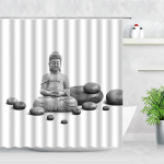 Zen Green bambuko Budos du&scaron;o užuolaidos peizažas vandens žvakių akmuo Lotu augalų sodas peizažas vandeniui atsparus vonios užuolaidos ekranas 180*200CM