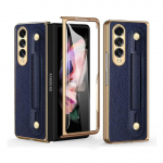 Atsparus įbrėžimams Ne&scaron;iojamas Odinis Dėklas su Apyranke Samsung Galaxy Z Fold4 Fold 3 Fold3 Fold 4 2 Fold2 Smūgiams Atsparus Stiklo Plėvelės Dėklai for Samsung Z Fold 3 mėlyna