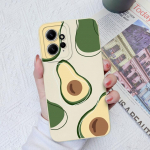 Gėlių dėklai, skirti Xiaomi Redmi Note 12 11 10 9 8 7 Pro Max Galinis dangtelis Mielas avokado mink&scaron;tas silikoninis fotoaparato apsauginis telefono fondas Redmi Coques Redmi Note 11S 5G juoda