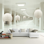 Abstrakčiojo meno erdvės balto rutulio tapetai 3D foto freska, modernaus europieti&scaron;ko stiliaus prabangus baltas pastato nuotraukų tapetai svetainei ir miegamajam 330 cm(W) x 240 cm(H)