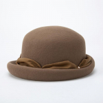 100% vilnos skrybėlė moterims, mada, fedora skrybėlės, eleganti&scaron;ka moteri&scaron;ka briti&scaron;ko stiliaus skrybėlė su dvigule gėle, kupolo formos kepurė, dailininko kepurė, kupolo formos kra&scaron;tas, vilnos skrybėlė ruda