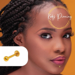 KODY PIERCING Anoduoto aukso lipdukas ant chirurginio plieno, 10 mm strypas