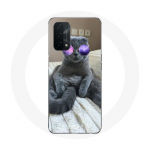 Coque pour Oppo A74 Chat avec Lunettes de vue violettes