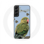 Coque pour Samsung Galaxy S21 FE Perruches Oiseaux vert