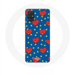 Coque pour Samsung Galaxy A51 BTS Bangtan Gar&ccedil;ons BT21 TATA de V Fond Bleu