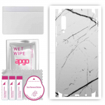 apgo Protective Skin Sticker for the back+sides compatible with Samsung Galaxy A70, Full Wrap Film, Foil, Vinyl - Pattern White Marble