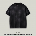 Streetwear Solid Color Dopamine Series Unisex mar&scaron;kinėliai Medvilniniai skalbti mar&scaron;kinėliai Unisex Tops Mar&scaron;kinėliai Vasariniai trumpomis rankovėmis mar&scaron;kinėliai S mėlyna