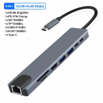 USB C HUB C tipo adapteris 4K 30Hz su HDMI suderinamas VGA RJ45 Lan Ethernet SD/TF PD 87W ne&scaron;iojamojo kompiuterio dokas, skirtas MacBook Pro Air USB 3.0 skirstytuvui 8-IN-1