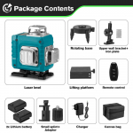HGLINE 16 linijų lazerinis lygis 4D žalia linija 360&deg; horizontali vertikali 30 m APP nuotolinio valdymo pultas Super Power Laser Level Instrument