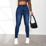 Fall Spice Girl Skinny Jeans Moteri&scaron;kos gatvės auk&scaron;to juosmens tamprios siauros kelnės S mėlyna
