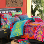 Egzoti&scaron;kas Boho antklodės užvalkalų rinkinys Mink&scaron;tas bohemi&scaron;kas patalynas Raudonas Turkio spalvos Mandalos ra&scaron;to patalynas Apverčiamas dryžuotas užtrauktuku lovos antklodės užvalkalas US Queen-229x229