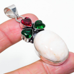 Scolecite, Diopside Handmade 925 Sterling Silver Pendant 2.40 r8j67