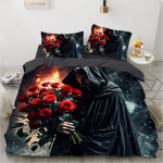&bdquo;Rose Skull Anime&ldquo; antklodžių užvalkalų komplektai, patalynės komplektas, garsus antklodės užvalkalas, viengulė lova, karalienės dydžio, viengulė lova, tiesioginio pristatymo dovana EU Single 135x200cm