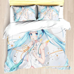 Hatsune Miku Anime 100% poliesterio patalynės komplektas Antklodės užvalkalo komplektas Spausdintas animacinis namų dekoras 150x200cm 3pcs