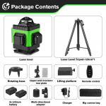 HGLINE 16 linijų 4D 360&deg; skersinis lazerinio lygio galios ekranas horizontalus vertikalus nivelyras Auk&scaron;to profesionalaus lazerinio lygio įrankis 120cm Tripod Set
