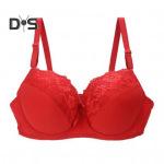 Moterų didelio dydžio liemenėlė Push Up Sexy Gėlėti nėriniai pilnai dengianti apatinė liemenėlė pamink&scaron;tinta kasdieninė liemenėlė sunkioms krūtims 90D abrikosas