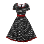 Moteri&scaron;ka vintažinė suknelė su ta&scaron;keliais &bdquo;Rockabilly&ldquo; kokteilių vakarėliui &bdquo;Swing&ldquo; suknelė pavasario vasaros suknelė trumpomis rankovėmis XL black