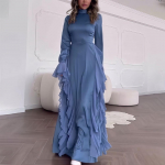 Moteri&scaron;ka su platėjančiomis rankovėmis, su raukiniais suknelė, musulmoni&scaron;kos vakarėlio suknelės, Dubajaus abaja, Turkijos chalatas, eleganti&scaron;kas moteri&scaron;kas chalatas, islami&scaron;ka suknelė, rudens mada XXL balta