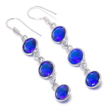 Natural London Blue Topaz Gemstone 925 Sterling Silver Earring 2.32 g9w88