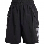 Adidas Originals Adicolor &Scaron;ortai su ki&scaron;enėmis ir dryžuotu logotipo spaudiniu bei vidutinio juosmens laisvo kirpimo moteri&scaron;ki apatiniai juodi JH1077 S