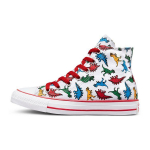 Converse All Star Dinosaurų ra&scaron;tas Patvarūs auk&scaron;ti drobės batai Vaikams Snieglentininkų batai Balti A01668C 35.5