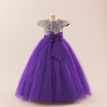 Europieti&scaron;ka ir Amerikieti&scaron;ka mergaičių pūstomis rankovėmis, blizgučiais puo&scaron;ta gėlių mergaitės princesės suknelė - iki grindų 170cm/12Y