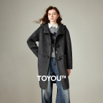 Chuyu Women's Winter Retro Hooded Wool Blend Coat S
