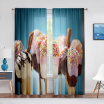 Ledų &scaron;velni voilinė užuolaida Vasaros skonio tema &Scaron;okoladiniai saldainiai langų tiulio užuolaidos svetainei miegamojo dekoravimui 1 PCS W100XH250cm&Grommet Top
