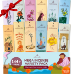 CALMVEDA Natūralūs smilkalų pagaliukai Mega - Įvairių rū&scaron;ių pakuotė 144 smilkalų pagaliukai Didmeninė prekyba, 12 aromatų