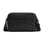 Coach Graham rankinė ant peties, Signature drobė su juodo odos apdaila Vyri&scaron;ka kameros krep&scaron;ys-diržas, Atsitiktinis kasdienis kelioninis komitetas C4149-QBMI5 Basic Set (Bag+Dust Bag)